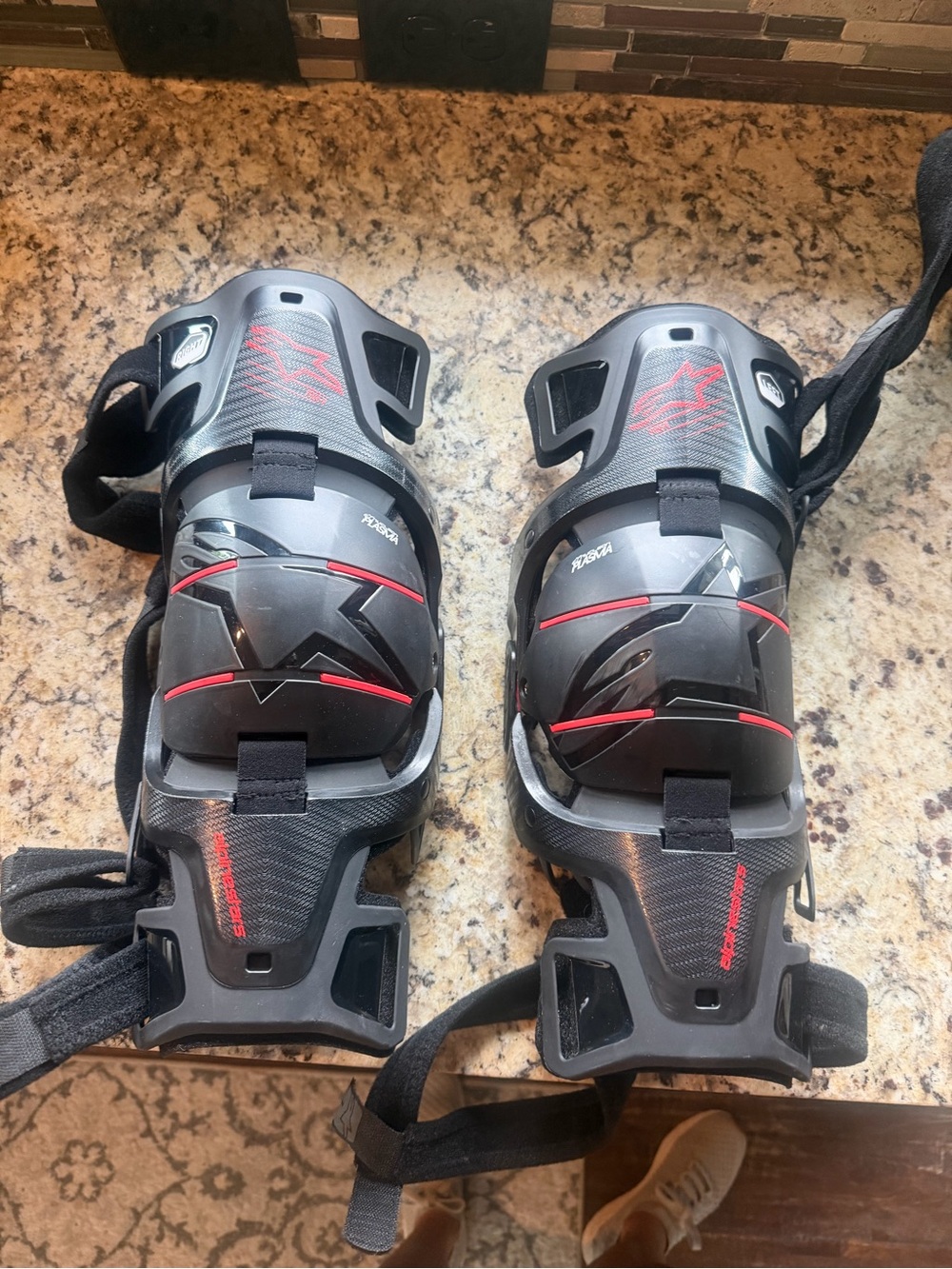 Alpinestars Black and Red Knee Guards